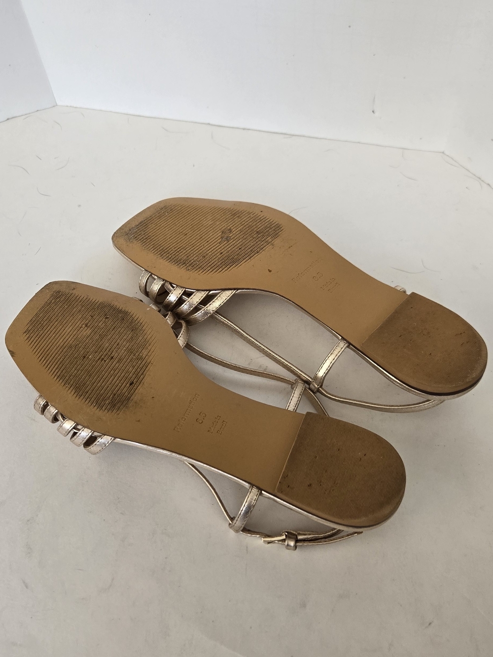 Reformation Metallic Gold Multi-Strap Square-Toe Slingback Sandals - Picture 6 of 9